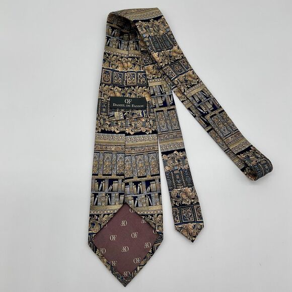 Daniel De Fasson Ionic Tie 100% Silk Blue Handmade Tie Designer - Picture 3 of 5